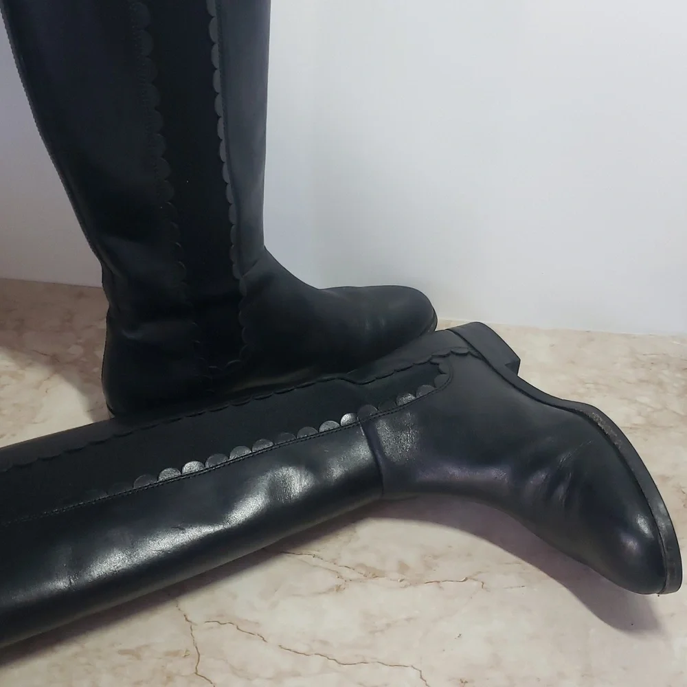 Kate Spade Elegant Black Knee-High Pull On Boots Size 7
